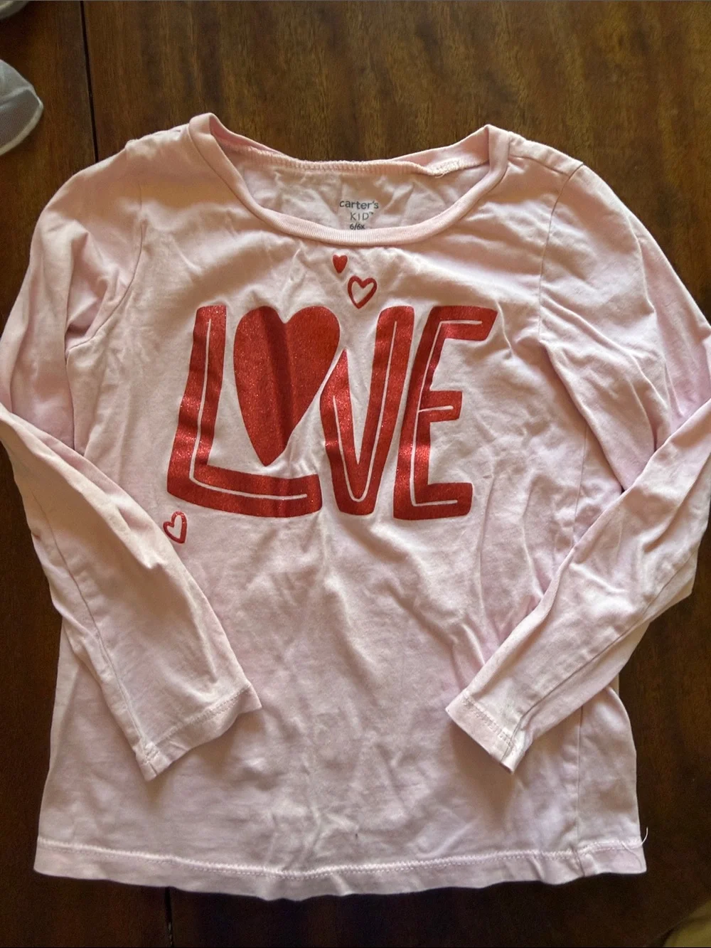 Carter's Light Pink Long-Sleeve Tee with Red LOVE Graphic- BOGO
